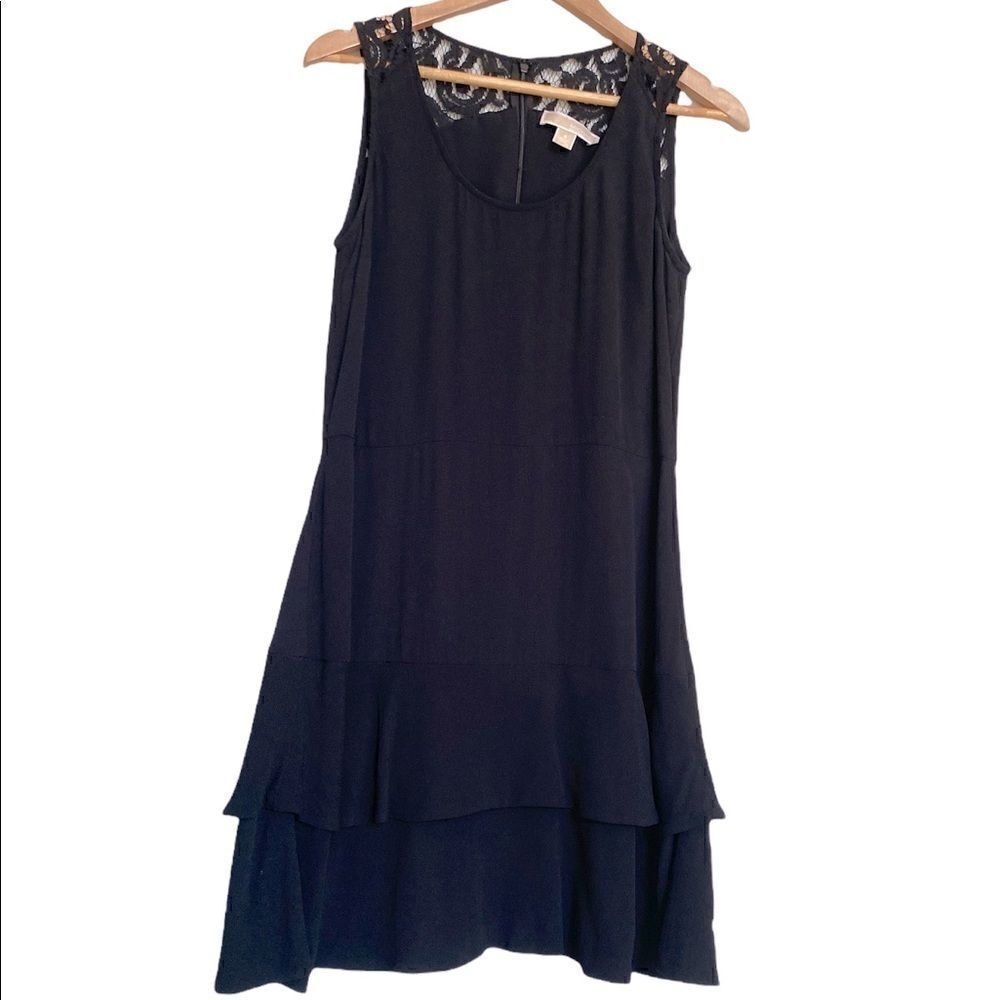 Michael Kors Sleeveless Black Ruffle Lace Dress 8